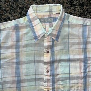 Andhurst Men’s Multicolor Plaid Casual Button-Down Short Sleeve Shirt